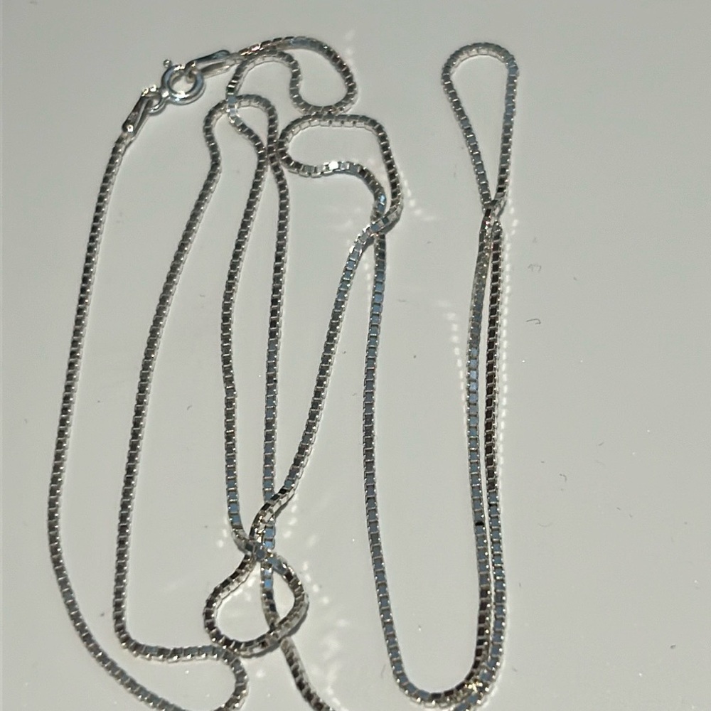 Sterling Silver Block Style Chain 30 Inch